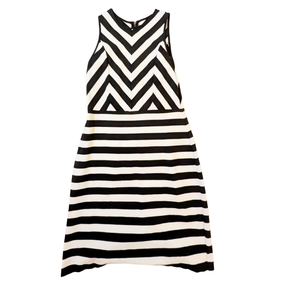 Ann‎ Taylor Loft Women's Sleeveless Dress Black and White Stripes Size 6